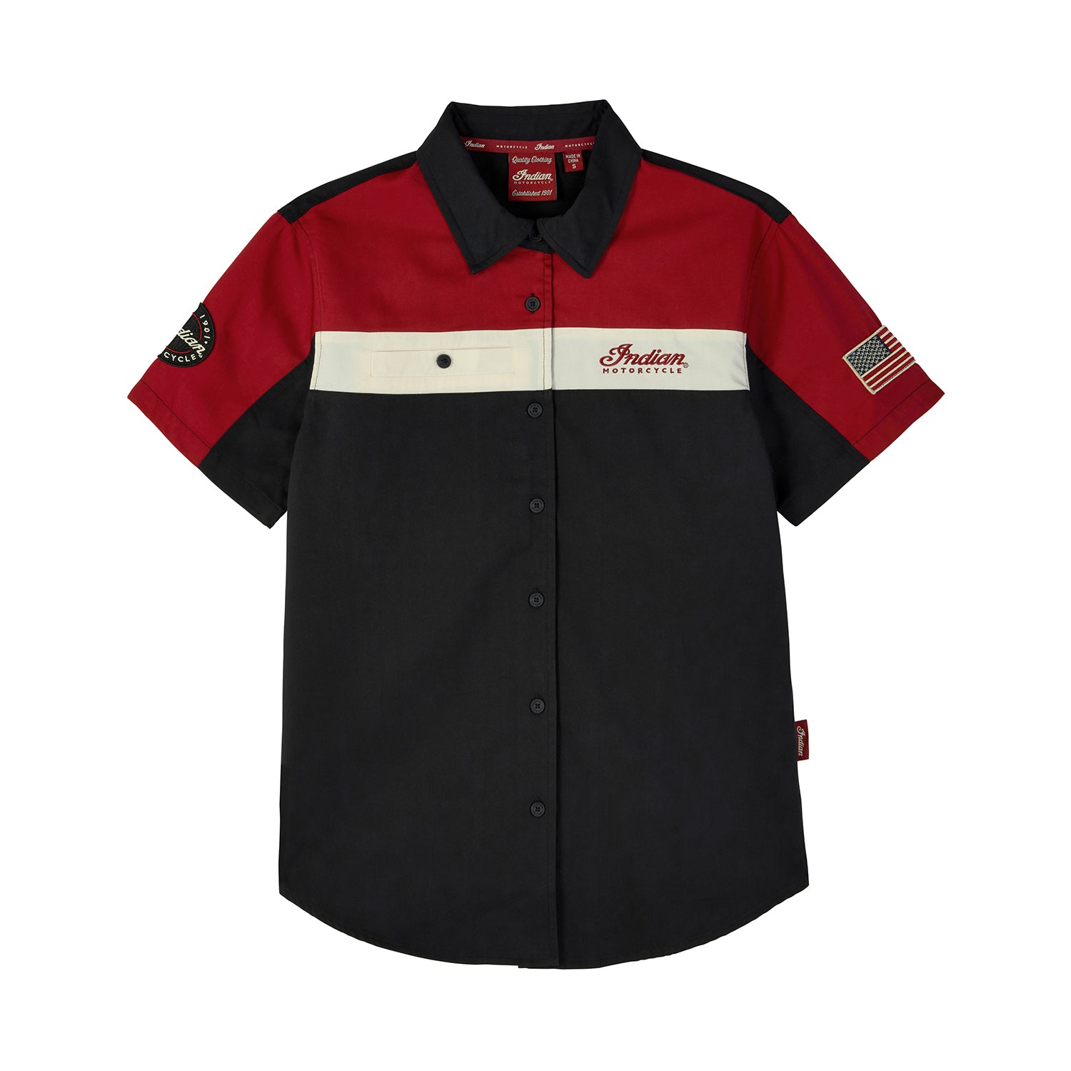 Women's Headdress Colorblock Shop Shirt, Red