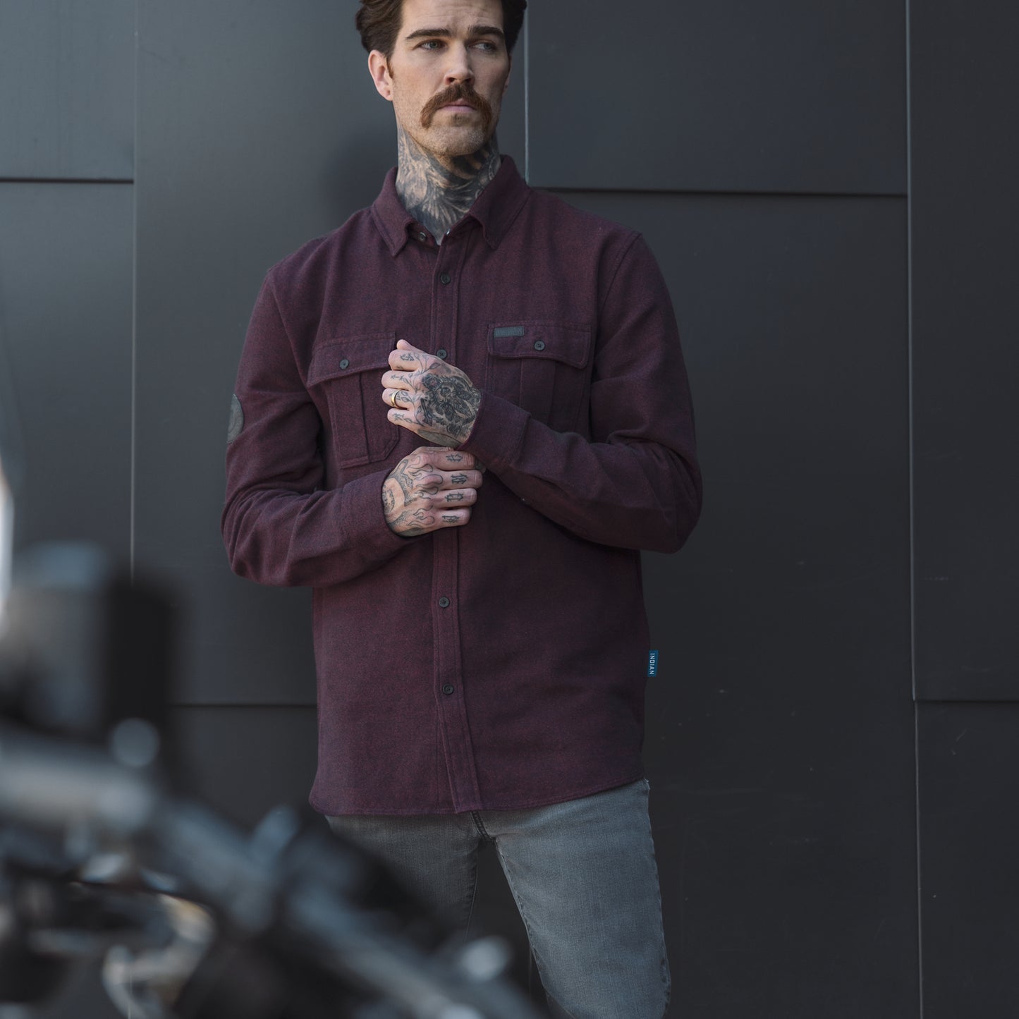 Men's Flannel Twill Shirt, Red