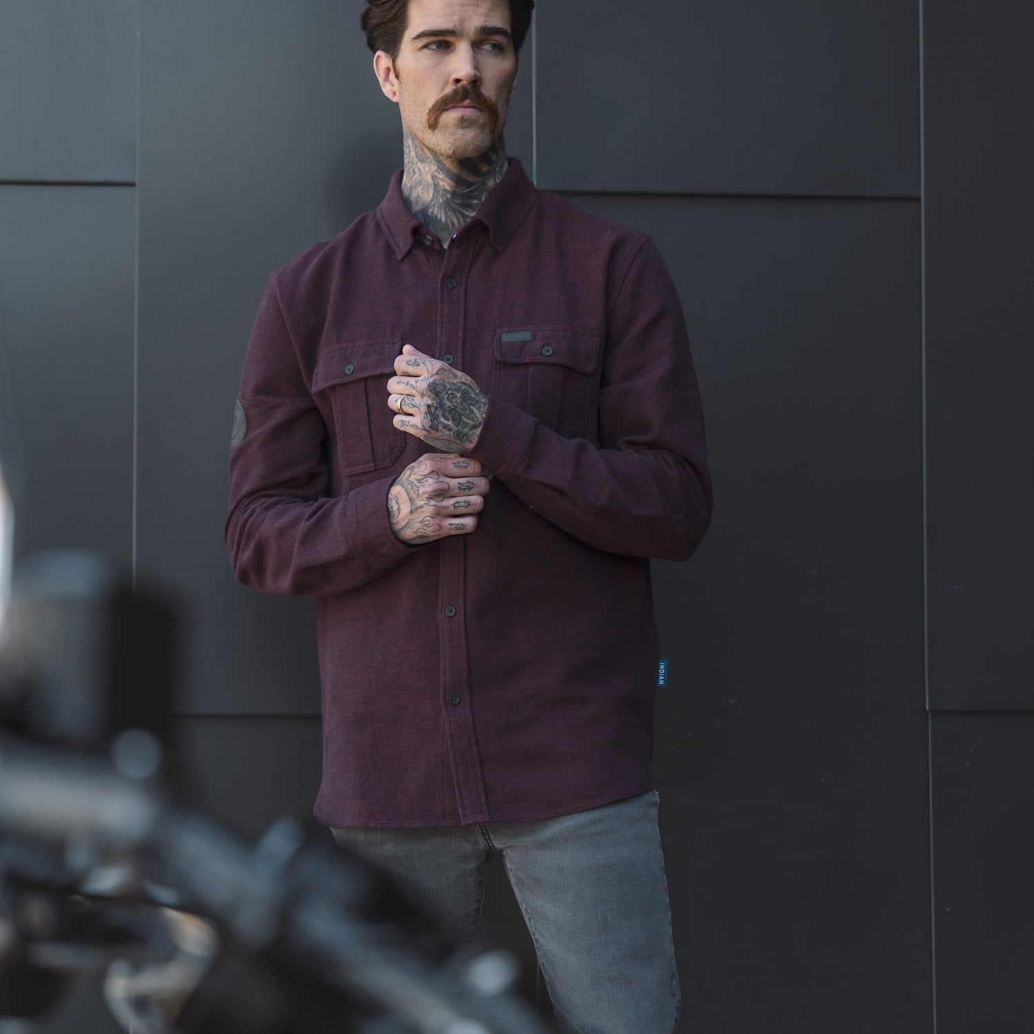 Men's Flannel Twill Shirt, Red