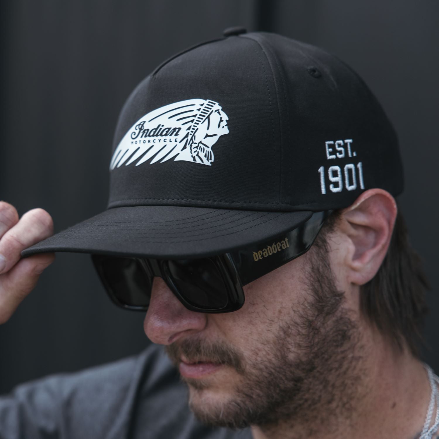 Headdress Flat Brim Cap, Black