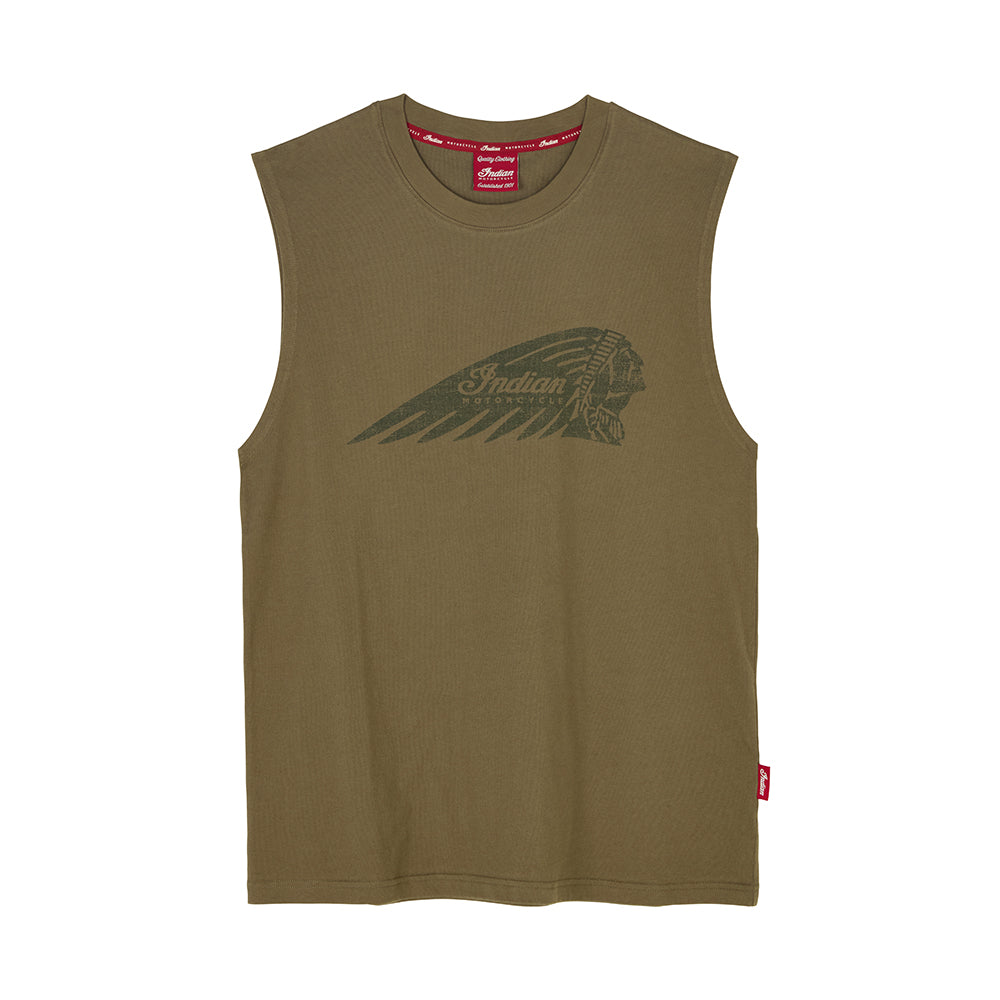 Men's Headdress Print Tank, Green
