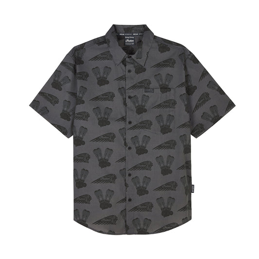 Men's Engine Headdress Print SS Shirt, Gray
