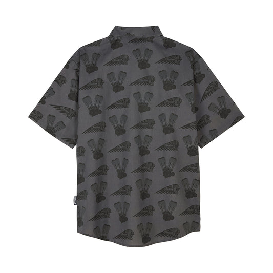 Men's Engine Headdress Print SS Shirt, Gray