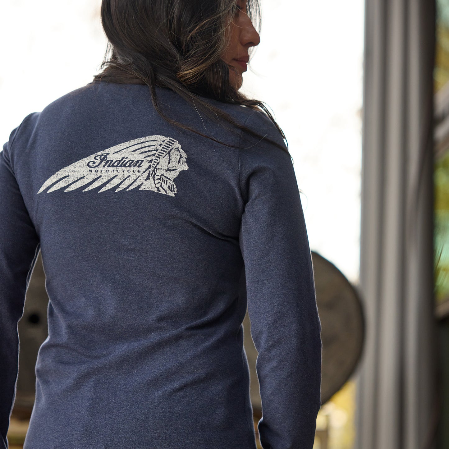 Women's Headdress Henley LS T-shirt, Navy