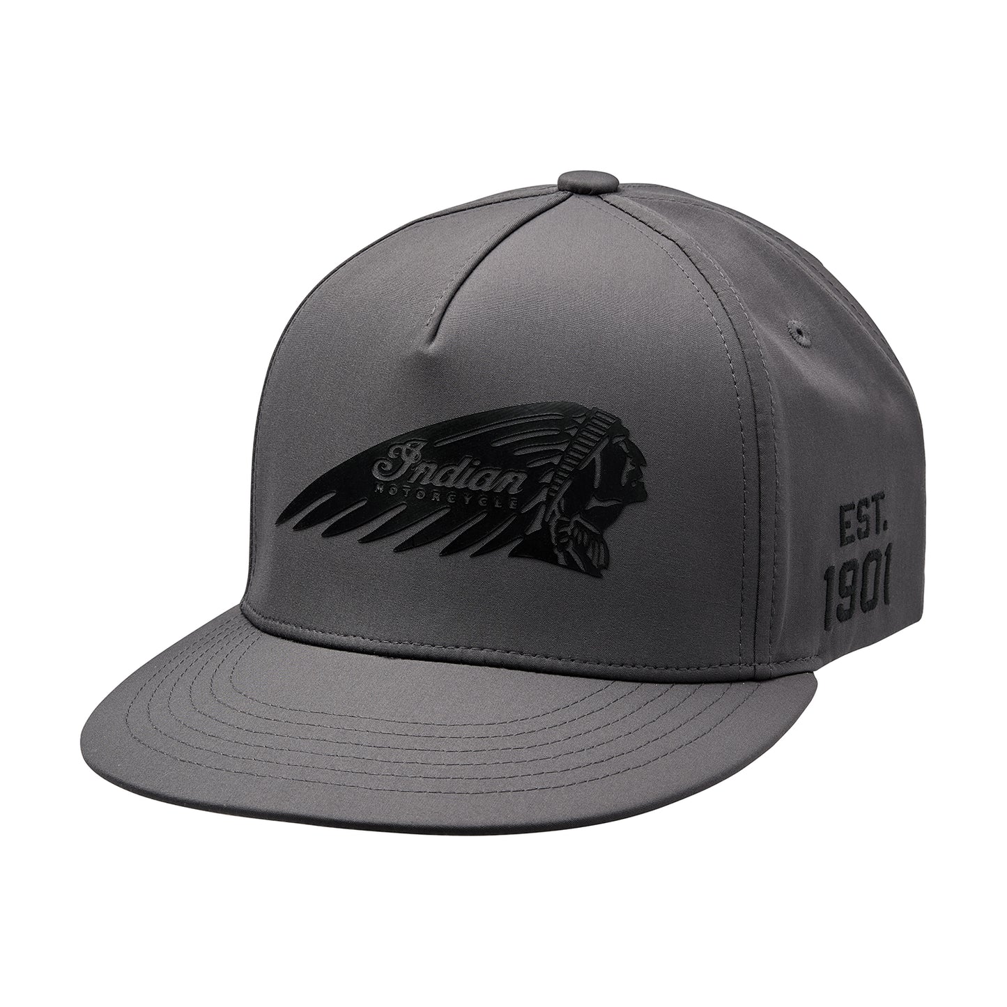 Headdress Print Flat Peak Cap, Gray