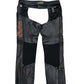 Vintage Men's Indian Motorcycle Deluxe Black Leather Chaps