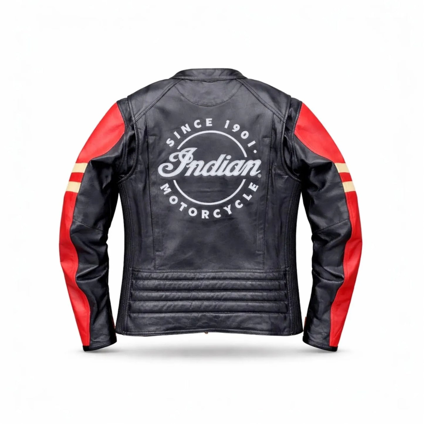 Men’s Indian Motorcycle Café Racer Leather Jacket - Black & Red