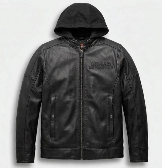 Indian Motorcycle Men's 2 IN 1 Cafe Racer With Removable Hoodie Jacket