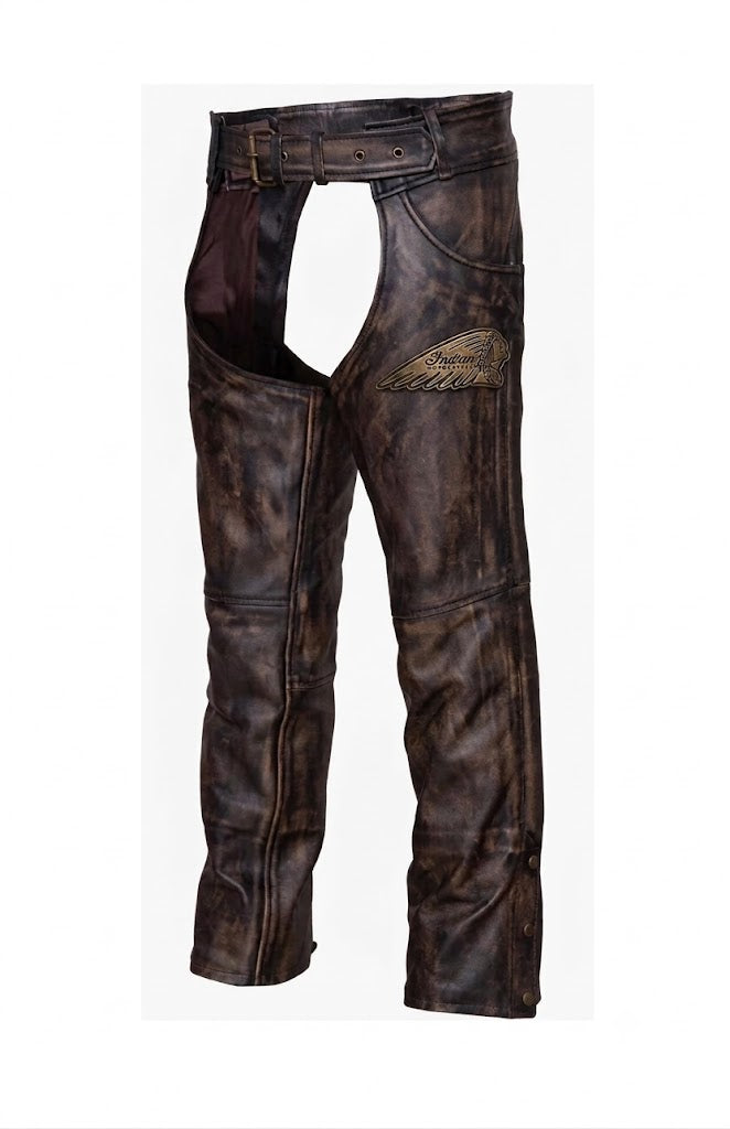Men's Distressed Brown Leather Chap