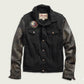 Men's Leather Sleeve Denim Jacket