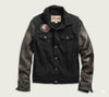 Men's Leather Sleeve Denim Jacket