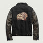 Men's Leather Sleeve Denim Jacket