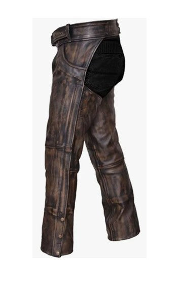Men's Distressed Brown Leather Chap