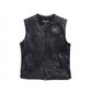 Men Motorcycle Knuckle Distressed Leather Vest
