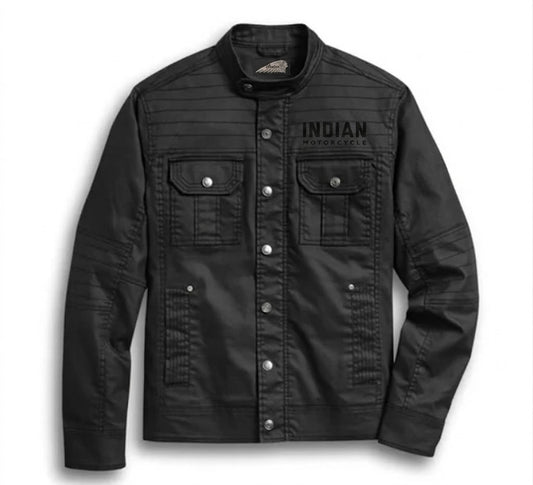 Men's Indian Motorcycle Patch Denim Shirt Jacket