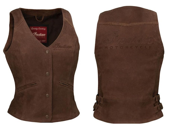 Women's Vintage Indian Motorcycle Leather Vest, Brown