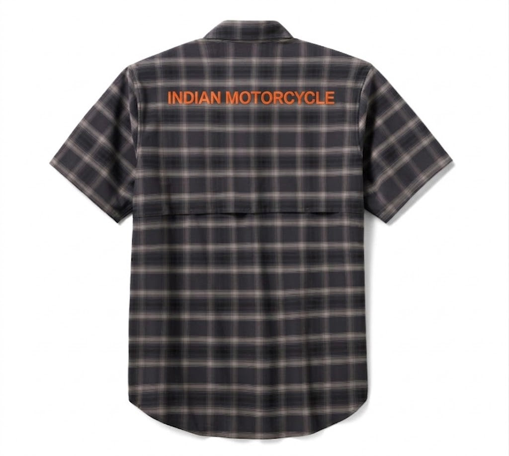 Men's TECH Vented Stretch Comfort Shirt - Plaid - Asphalt & Black