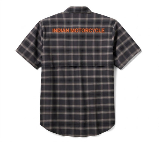 Men's TECH Vented Stretch Comfort Shirt - Plaid - Asphalt & Black