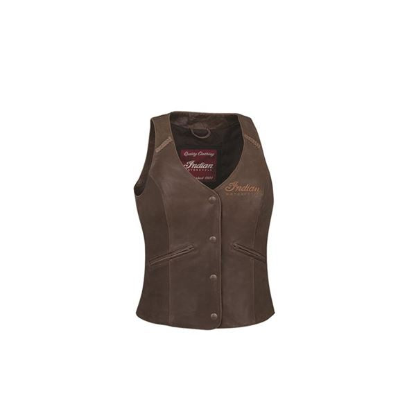 Women's Vintage Indian Motorcycle Leather Vest, Brown
