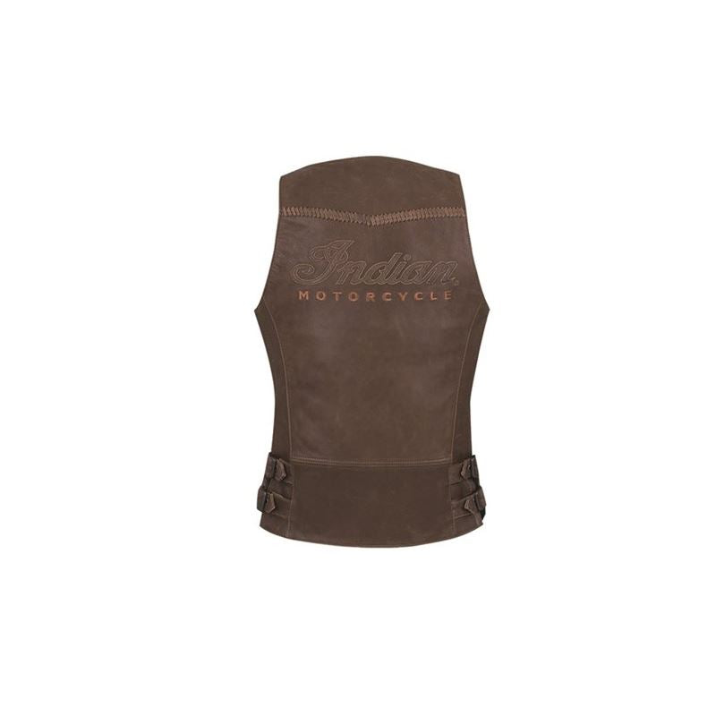 Women's Vintage Indian Motorcycle Leather Vest, Brown