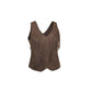 Women's Fringed Leather Fashion Vest, Brown