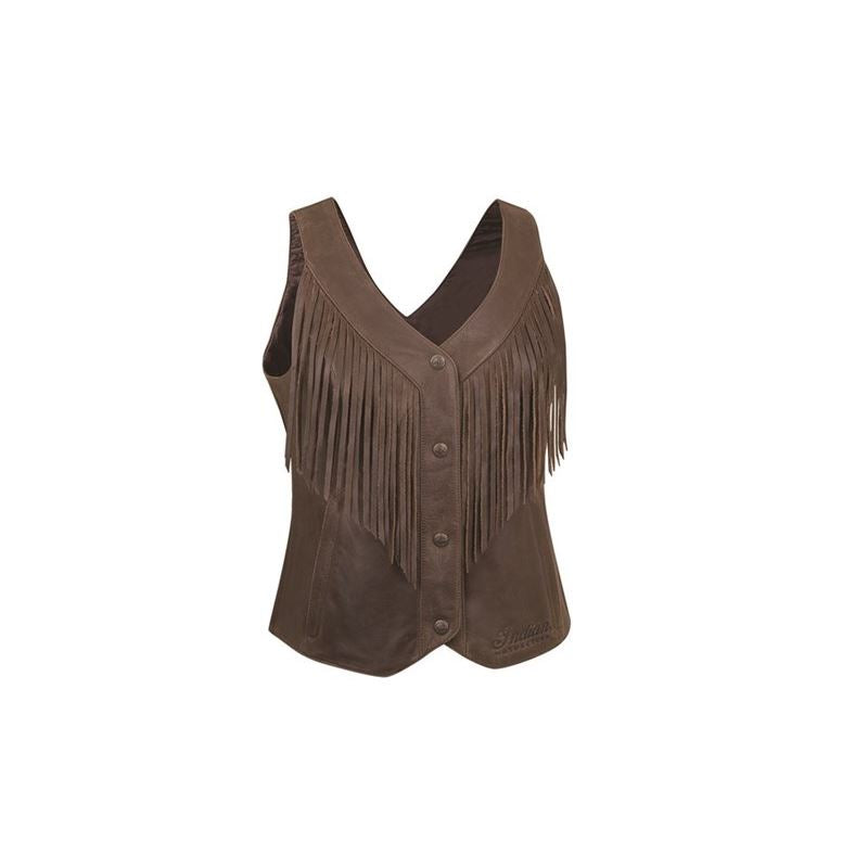 Women's Fringed Leather Fashion Vest, Brown