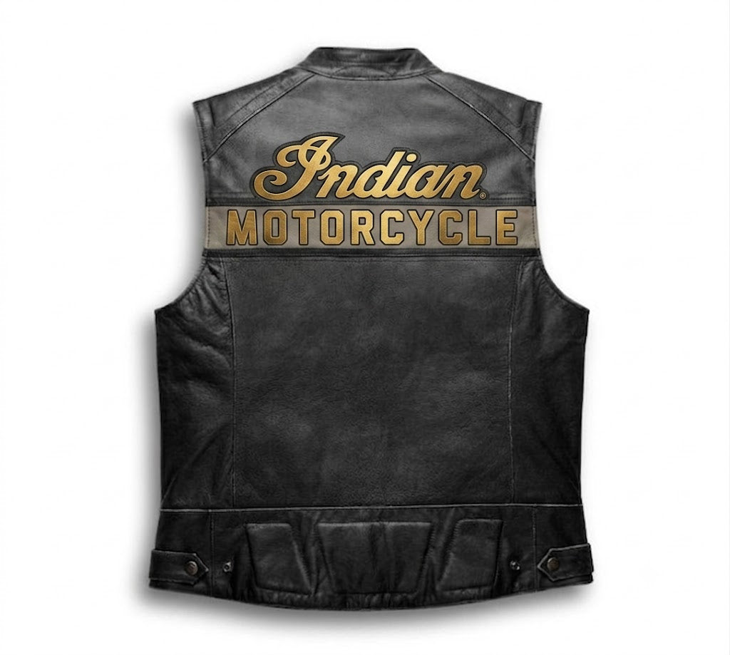Men's Embroidered Passing Link Leather Vest