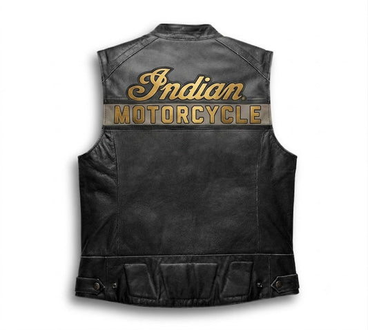 Men's Embroidered Passing Link Leather Vest