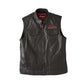 Men's leather vest with zip closure and two pockets, black