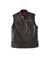 Men's leather vest with zip closure and two pockets, black