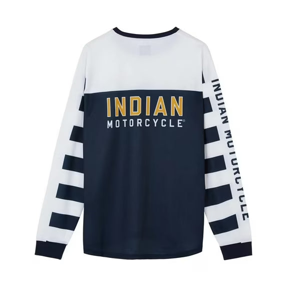 Indian Motorcycle Men's Striped Sleeve Jersey Tee, White