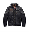 Indian Motorcycle Men's Bridgeport Black Leather Jacket Hoodie 3 in 1