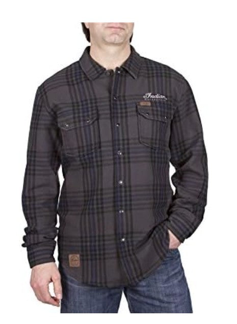 Indian Motorcycle Men's Plaid Shirt - Gray