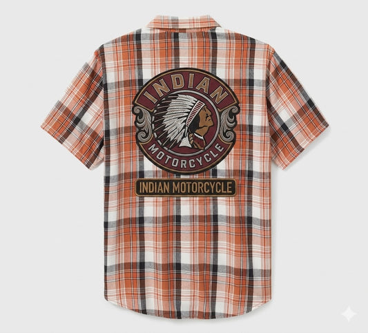 Men's Bar & Shield Plaid Shirt - VIntage Orange & Amber Brown