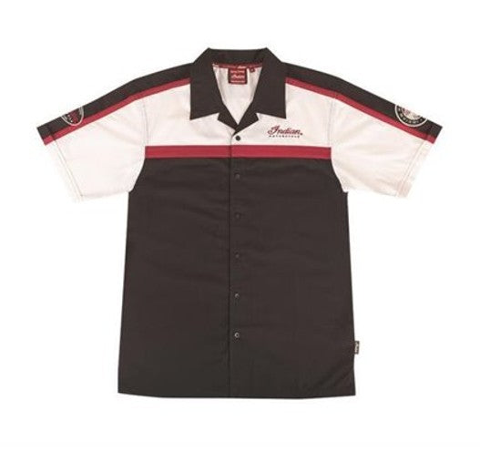 Indian Shirt Men's Color Block Shirt Short Sleeve - Black/Red/Antique White