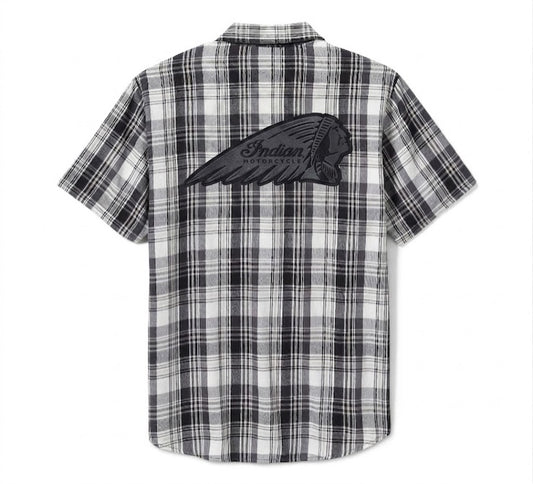 Men's Bar & Shield Plaid Shirt - Ghost Grey & Asphalt