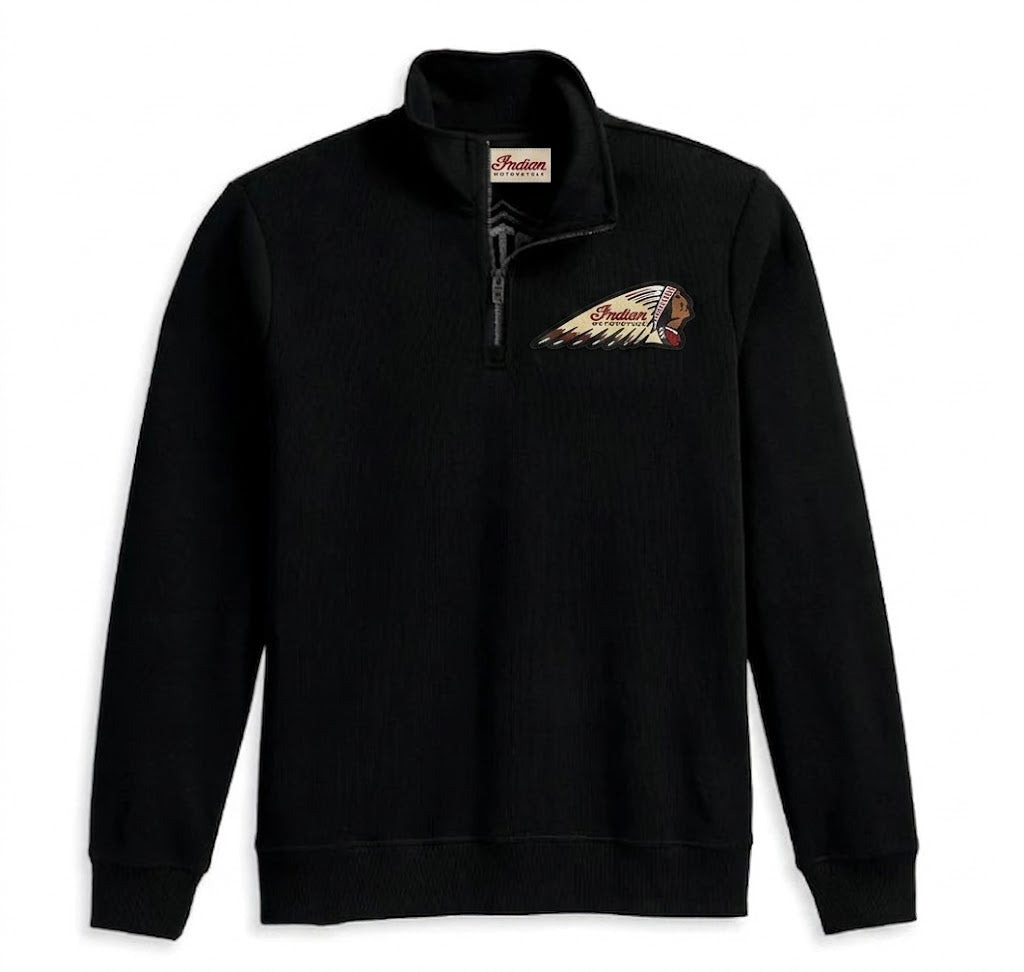 Men's Bar & Shield 1/4 Zip Pullover - Black Beauty