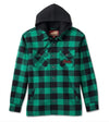 Men's Hooded Shirt Jacket Green Plaid