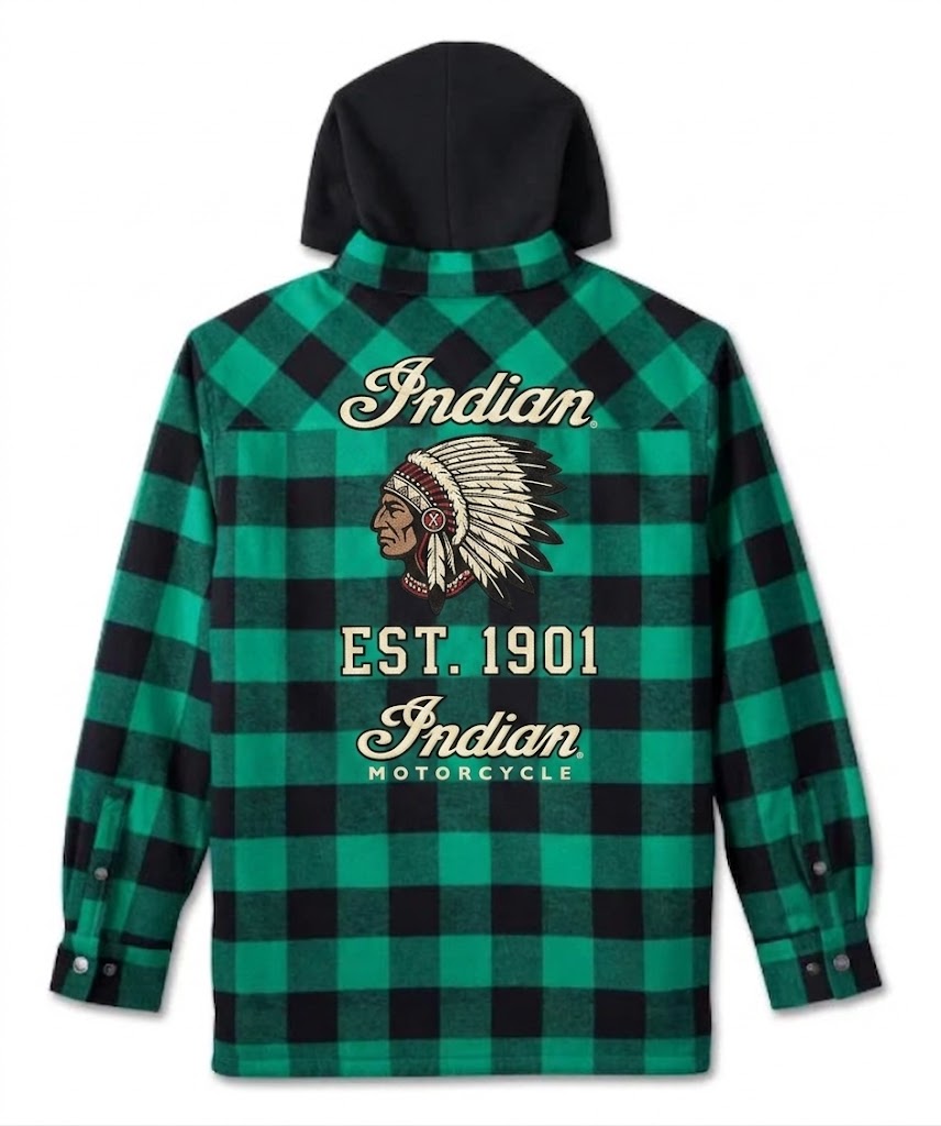 Men's Hooded Shirt Jacket Green Plaid