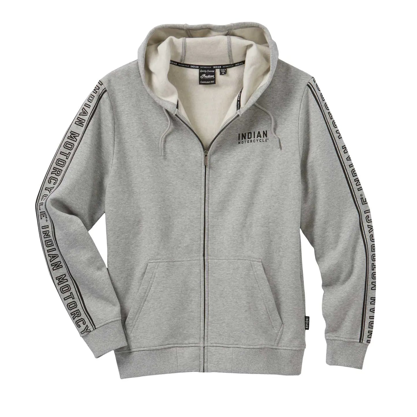 Men's hoodie with print on sleeves, grey