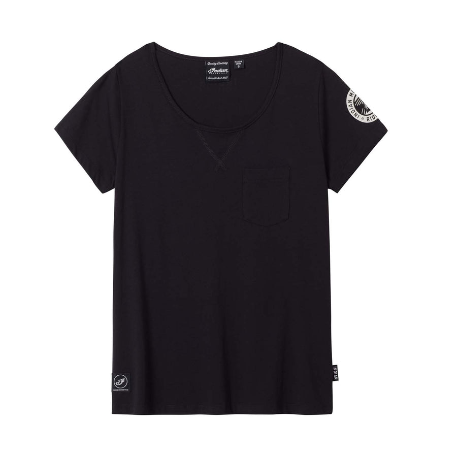 IMR Exclusive Women's Pocket T-Shirt, Black - Indian Motorcycle Jacket