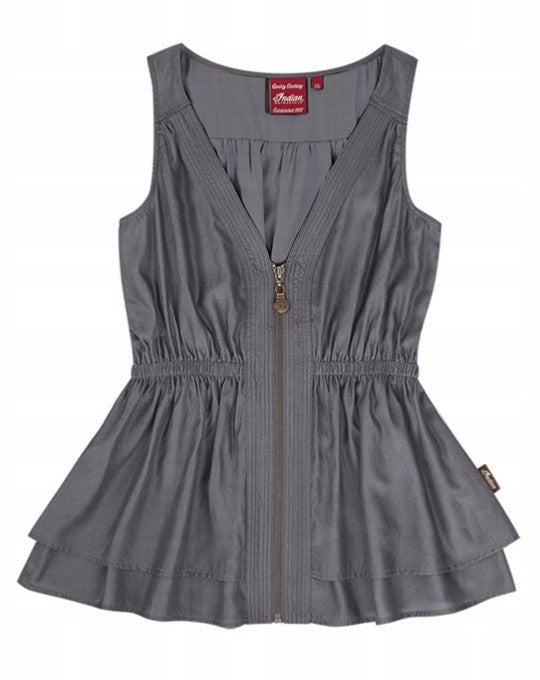Indian gray sleeveless TOP with zipper - Indian Motorcycle Jacket