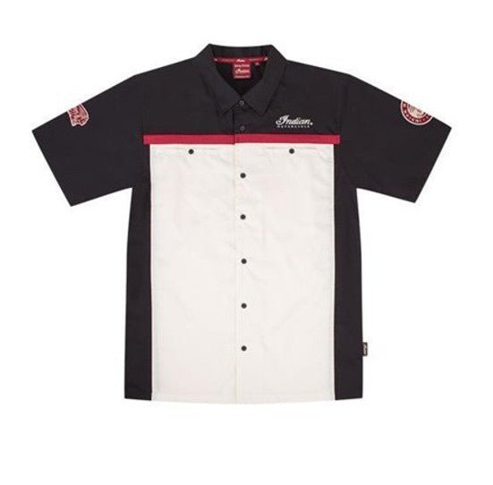 Indian Men's Antique White Short Sleeve Shirt - Indian Motorcycle Jacket