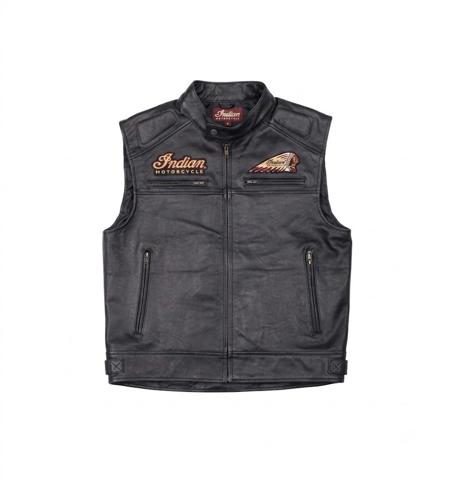 Indian Motorcycle Men Leather Vest - Indian Motorcycle Jacket