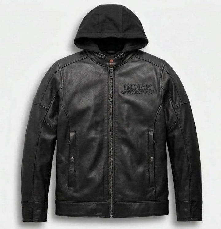 Indian Motorcycle Men's 2 IN 1 Cafe Racer With Removable Hoodie Jacket