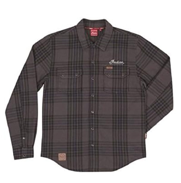 Indian Motorcycle Men's Plaid Shirt - Gray - Indian Motorcycle Jacket