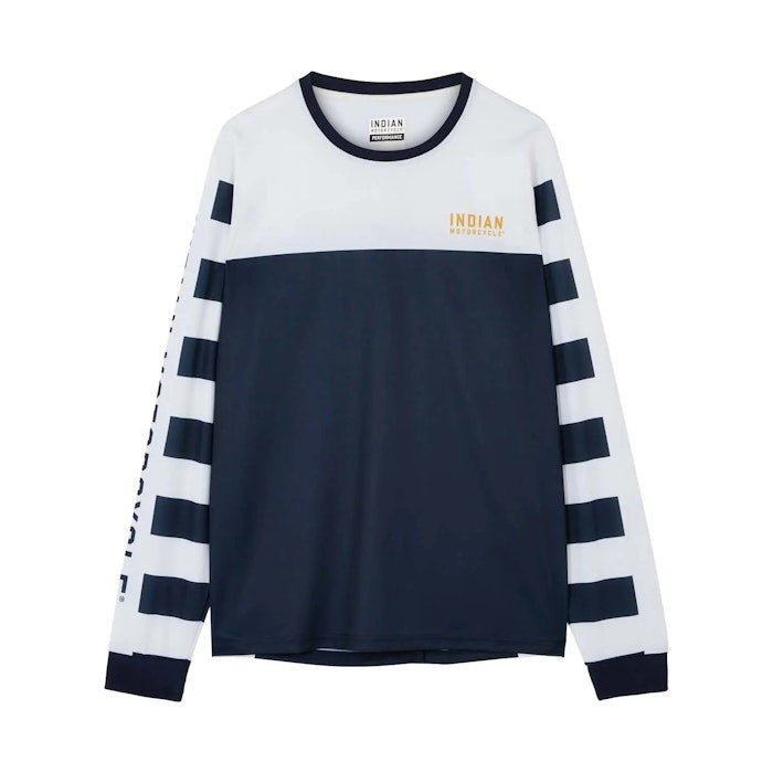 Indian Motorcycle Men's Striped Sleeve Jersey Tee, White - Indian Motorcycle Jacket