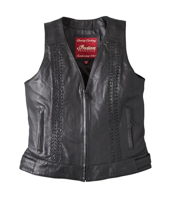 Indian Motorcycle Women's Charlotte Leather Vest, Black