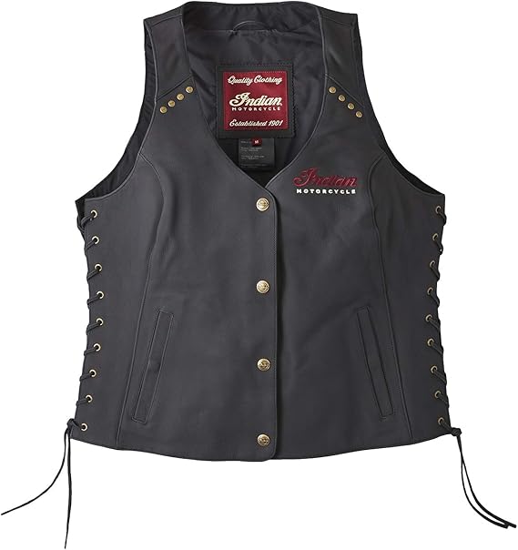 Indian Motorcycle Women's Classic Leather Vest, Black