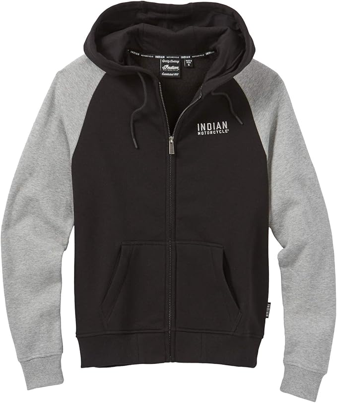 Indian Motorcycle Women's Contrast Sleeve Hoodie Sweatshirt, Black